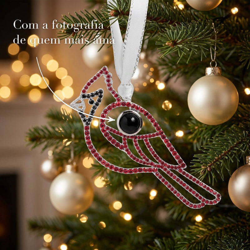 Pássaro - Pendente de Natal Personalizado com Foto