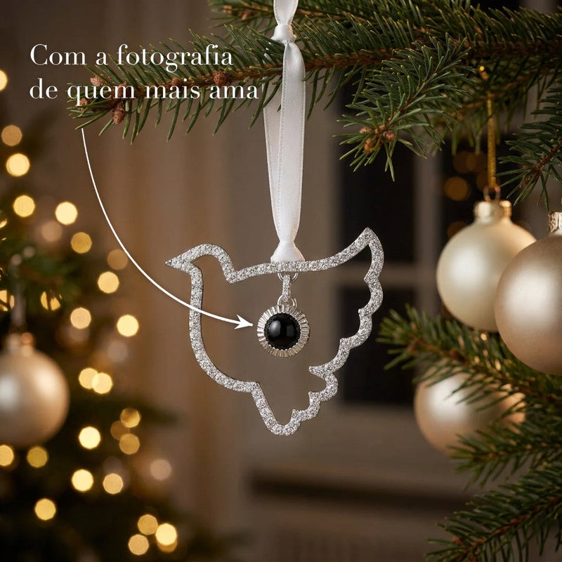 Pomba - Pendente de Natal Personalizado com Foto