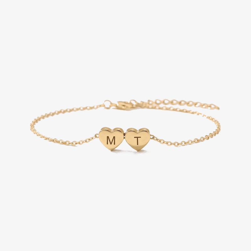 Pulseira Corações com Iniciais